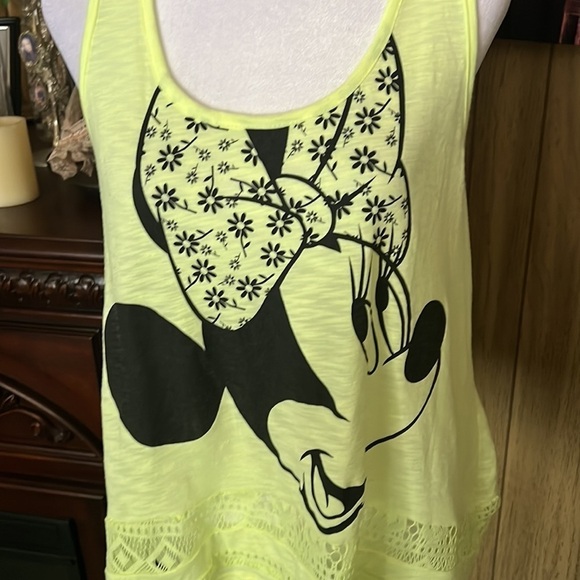 DISNEY SLEEVELESS BLOUSE NEON YELLOW SIZE L(11-13) - Picture 2 of 9